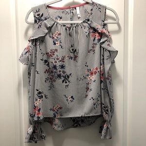 Floral Cold Shoulder Long Sleeve Shirt